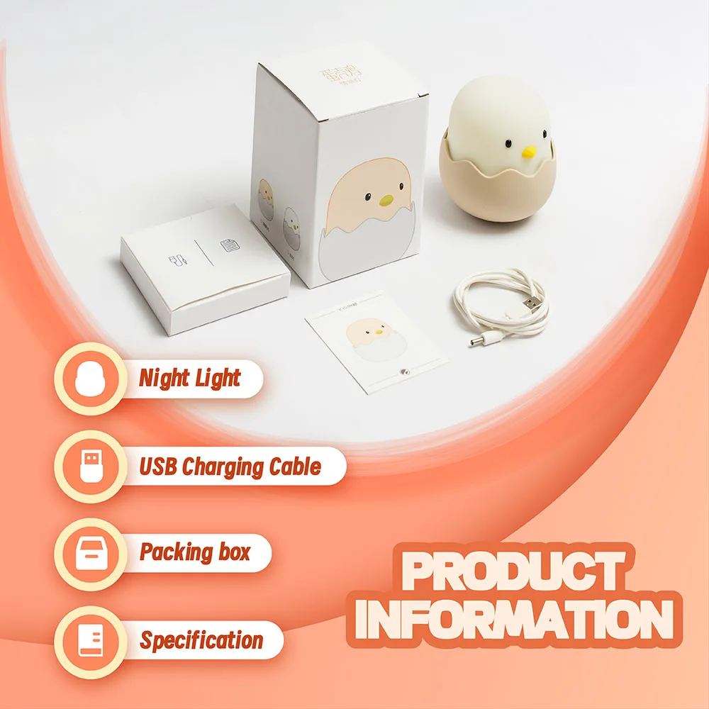 Duck Silicone Night Light for Children With Timer Usb Rechargeable Dimming Touch Lamp Sleeping Bedroom Cartoon Animal Decor Gift