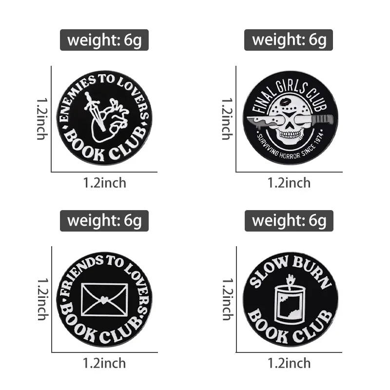 Finals Girls Club Enamel Pin Cartoon Round Punk Alloy Badge Friends To Lovers Book Club Brooches Lapel Collar Badge Jewelry Gift