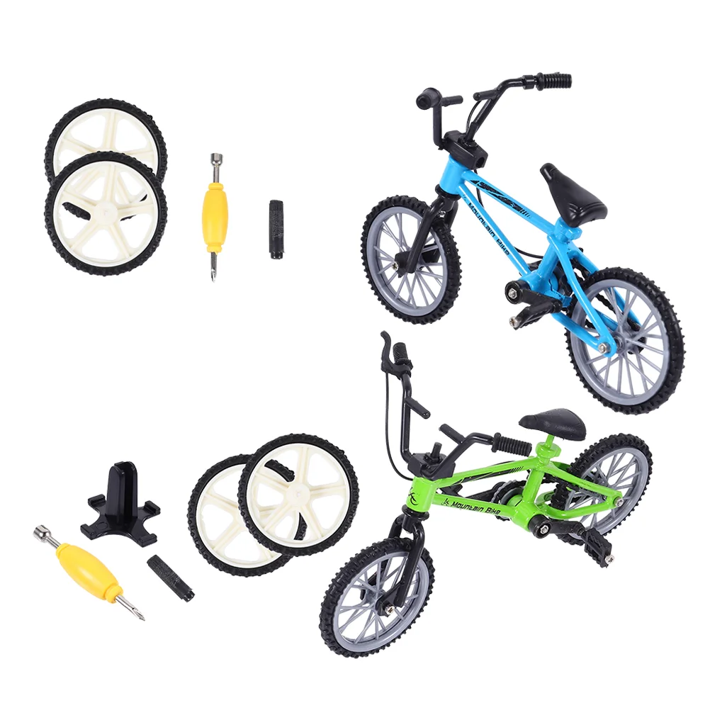 2 Sets Toys Finger Bike Aluminum Alloy Bicycle Mini Children Cognitive Plaything