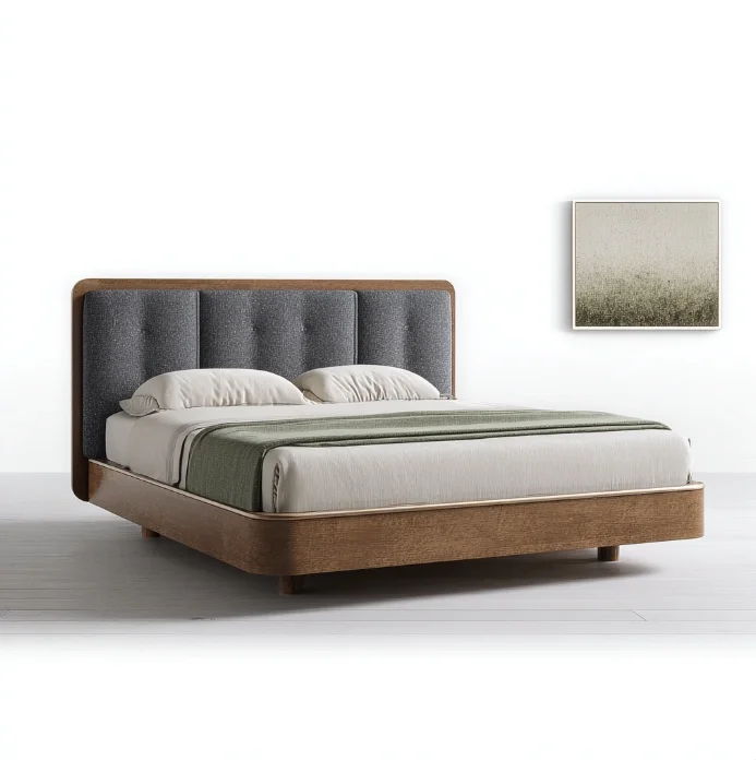 

# Каркас кровати King Size из массива дерева, современный, регулируемый, трансформируемый, с мягким изголовьем, экологичный