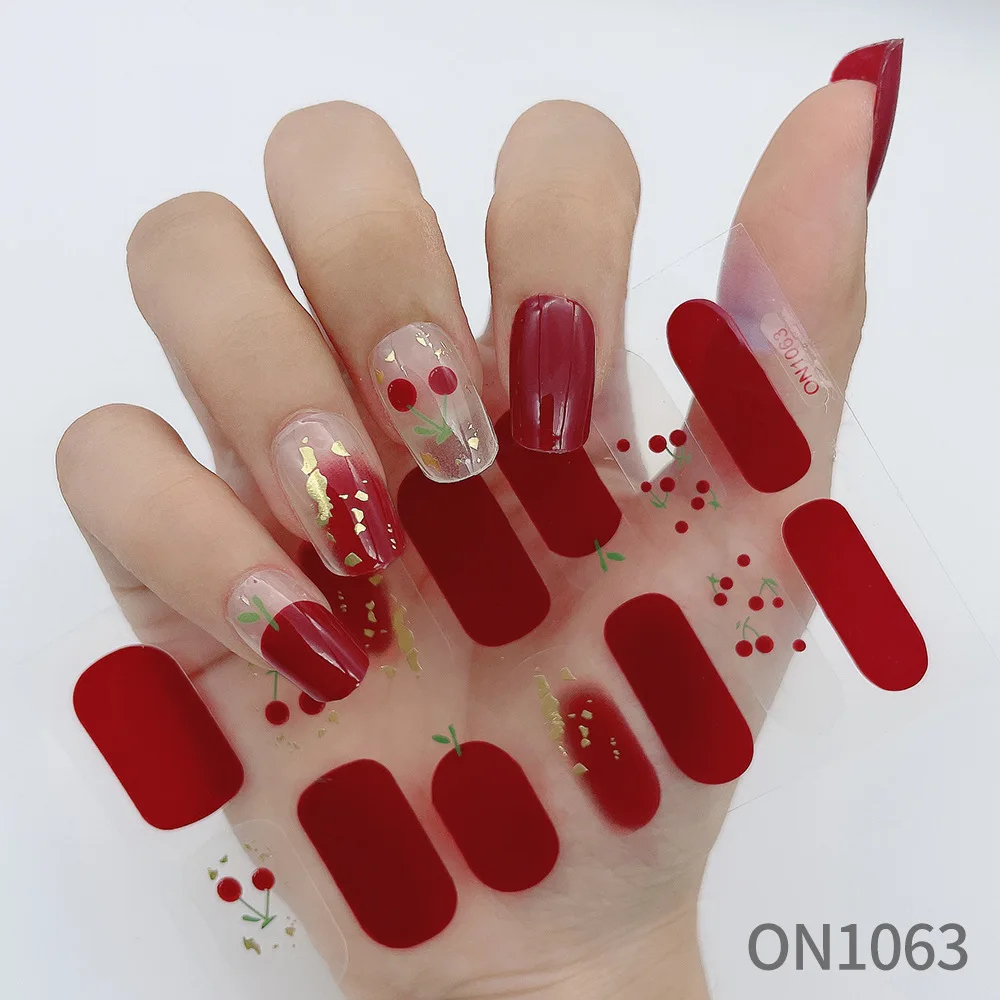 

MEBIS Nail Stickers 14 Finger Nail Art Sticker Full Sticker Xiaoqing Fresh Air Gradual Change Smudged Nail Sticker Ice Through T