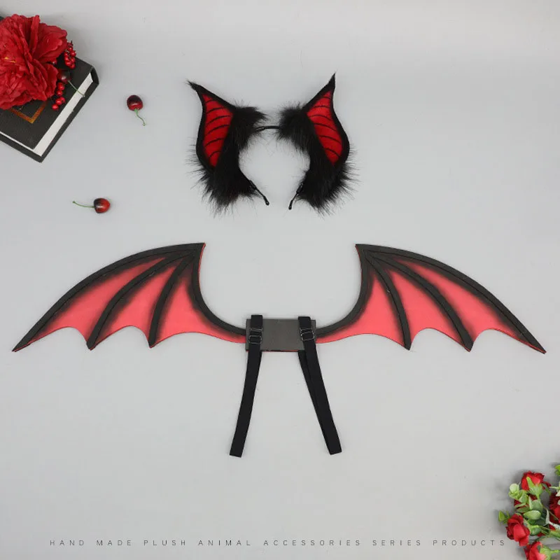 Little Demon Witch Bat Ears Hairbands Wings Sweetheart Tail Halloween Party Comic-Con Cosplay Costume Props Accessories