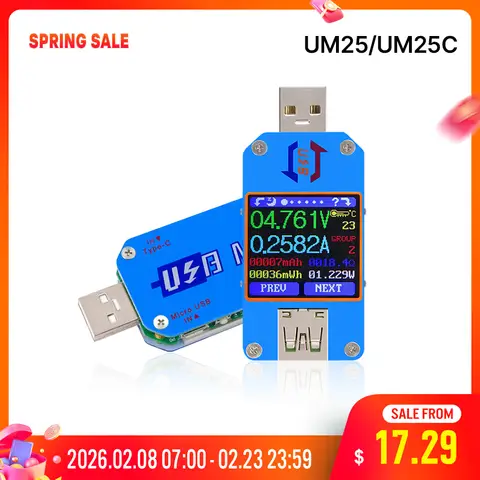 USB Voltmeter and Ammeter UM25C RD