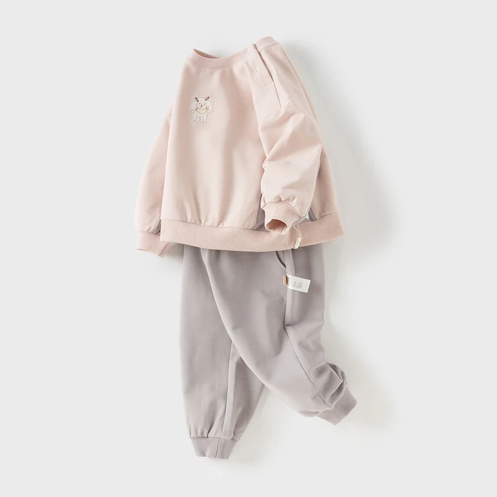 Dave Bella Children's Knitted Pants Set Girls Baby Long Sleeve Casual Hoodie Pants Two-Piece Sweet Cute Outdoor Sports DB3253266
