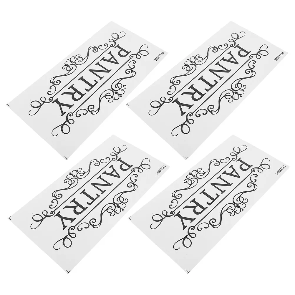 4Pcs Pantry Wall Stickers Removable Vintage Design Pantry Door Decals for Home Commercial Utility Room Decoration
