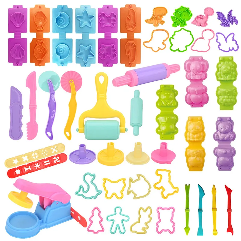 Kit de accesorios de moldes de plastilina 3D para niños, herramientas, rodillos, cortadores, león, mono, dinosaurio, molde de plastilina, arcilla DIY para niños