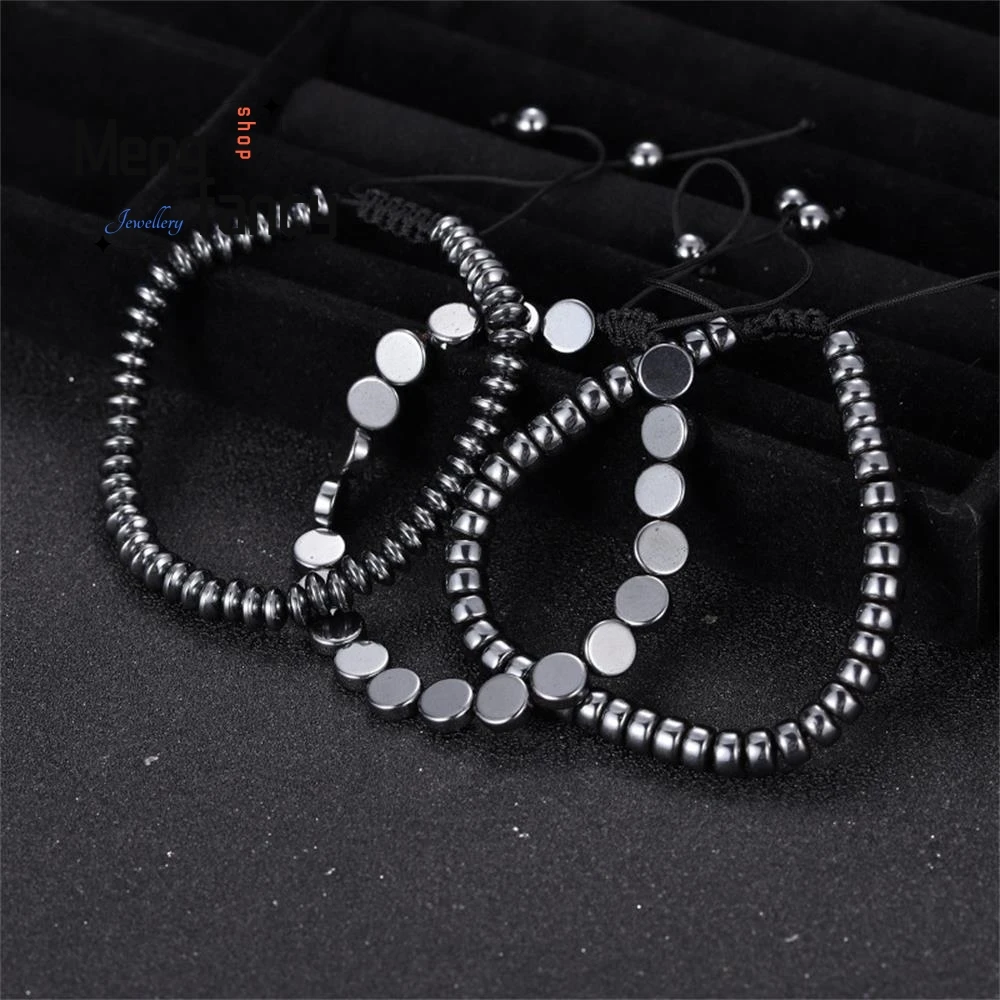 Black Gallstone Terahertz Energy Stone Polycrystalline Silicon Ice-melting Hand-held Hand-woven Bracelet Fashion Luxury Jewelry