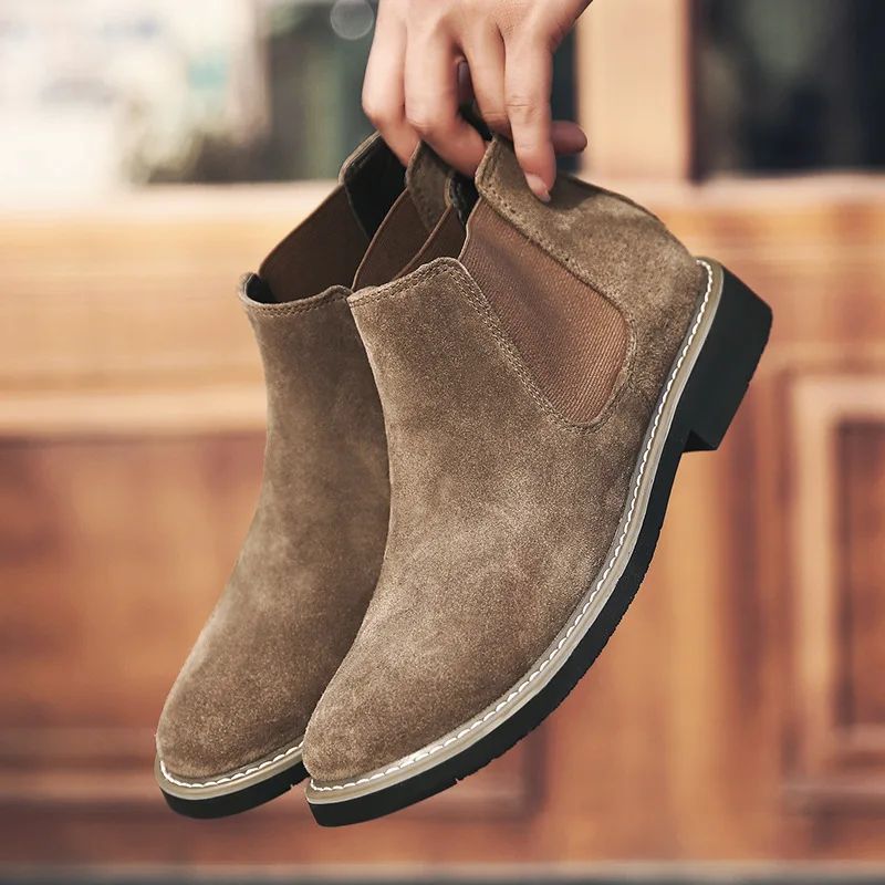 

Chelsea boots autumn and winter men's new trendy men's fashion warm and plush Korean version boots suede casual leather boots