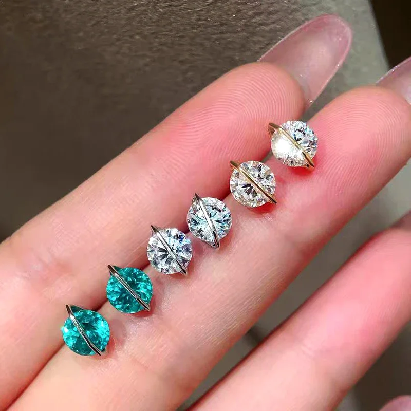 QIBAOKU S925 Silver Carbon Diamond Stud Earrings Planet Orbiting Rotatable Solitaire Zircon Studs for Women Gifts Jewelry 2026