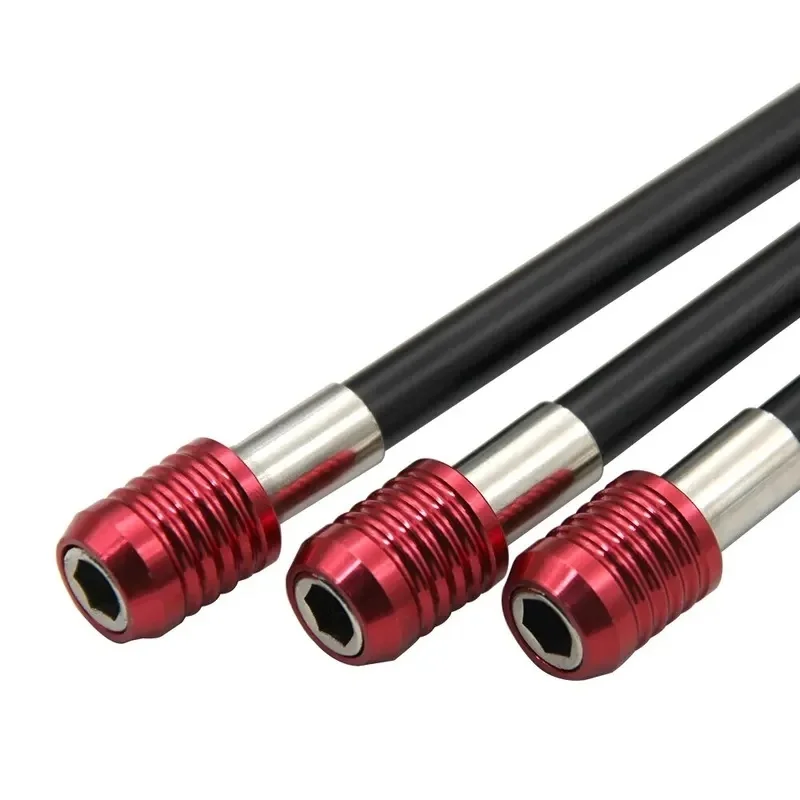 1pc300mmSelf-locking Extension RodRed Extended Hexagonal Handle Quick Release Connecting BarScrewdriver Extension AccessoryTool