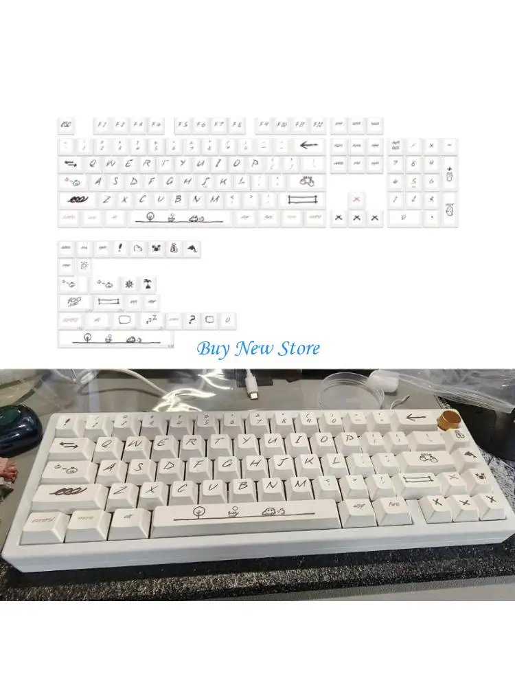 

20ce милый граффити pbt dye sublimation sublimation ceastc set profile profile keycap 131 Ключ