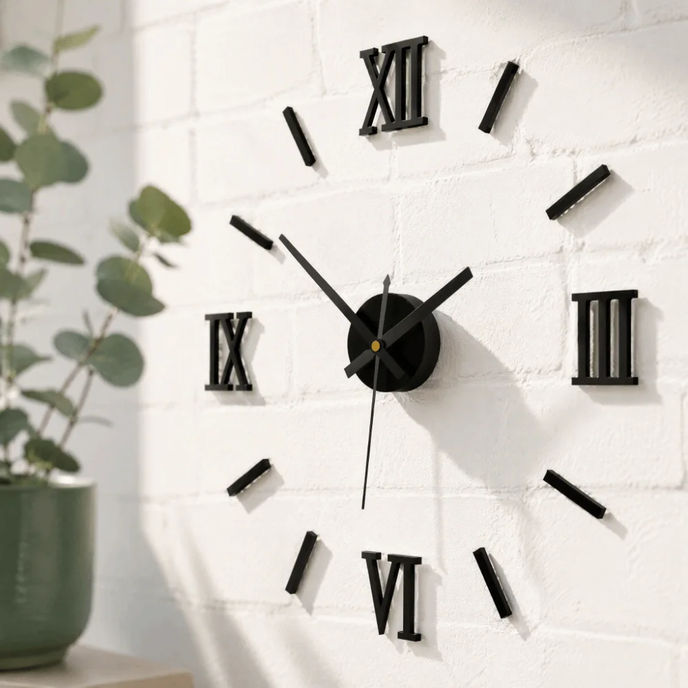Eclectic Style Acrylic DIY Wall Clock Frameless Design 50cm Mirror Wall Clock Adjustable Length 3D Wall Clock Home Office Decor