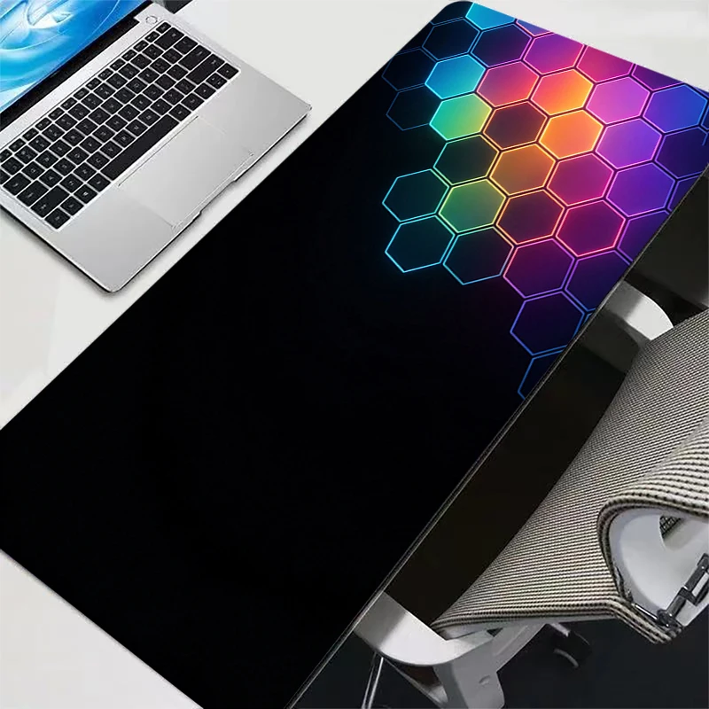 Anime Technology Hexagon Rug Computer Mouse Pad Gamer Mouse Pads Large Gaming Mousepad XXL Desk Mause Pad Keyboard Mouse Carpet