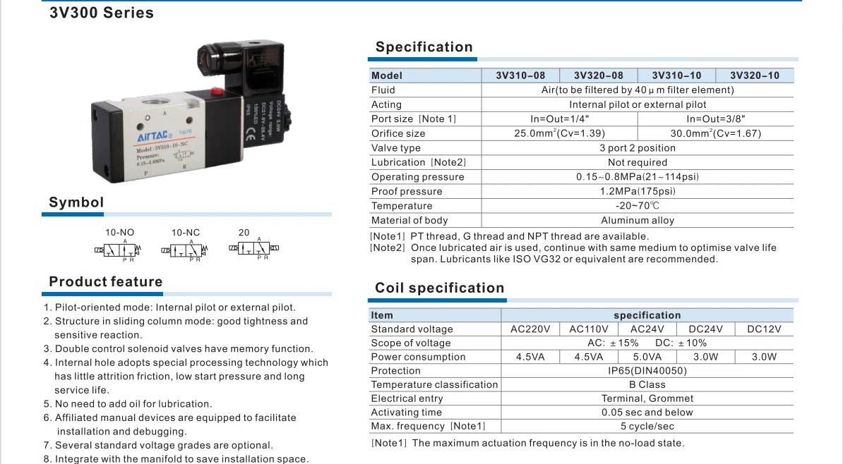 3/2 3v210-08nc normaler weise geschlossen 3v110-06nc 3v310-10nc pneumatisches Luft magnetventil elektrisches Steuergas magnetventil 3v410-15nc – Detail 9