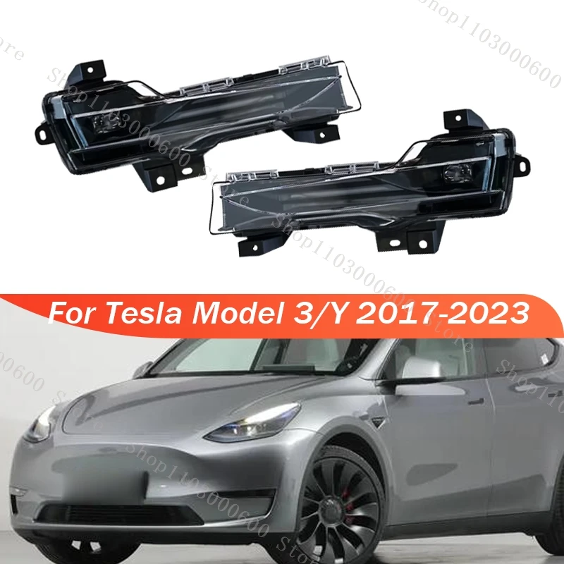 For Tesla Model 3/Y 2017 2018 2019-2023 Car Daytime Running Light Fog Lamp Front Bumper Signal Light 1077391-00-E 1077392-00-E