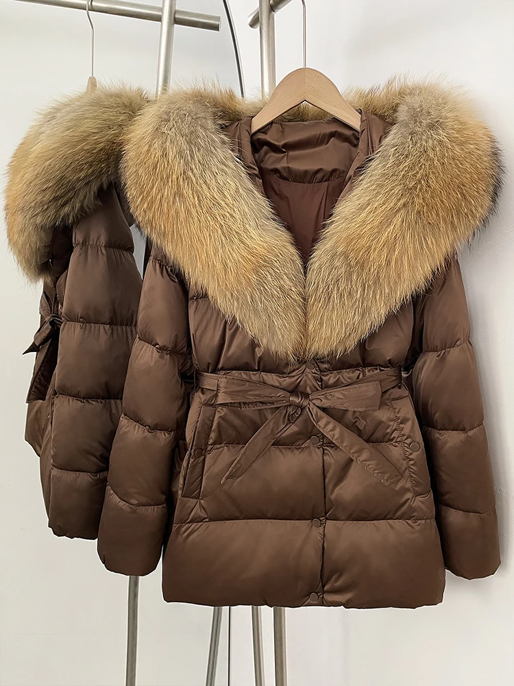 OFTBUY Winter 90% Duck Down Jacket Women Luxury Large Natural Silver Fox Fur Hooded Thick Warm Female Parkas Waterproof