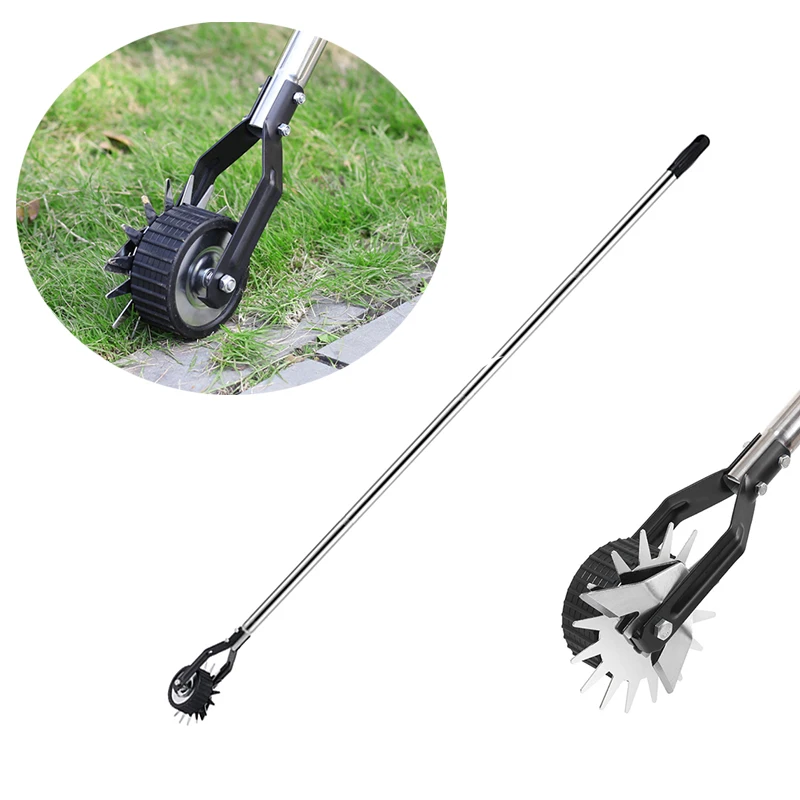 

Lawn Edger Tool Manual Grass Edger Long Handle Cordless Rotary Shear Wheel Rotary Edger for Park, Cable Burying, Garden, Yard