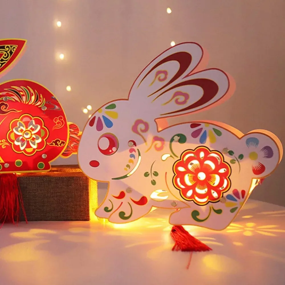 

Cartoon Mid-Autumn Festival Lantern Antique Ancient Rabbit Flower Lantern Traditional Luminous Style