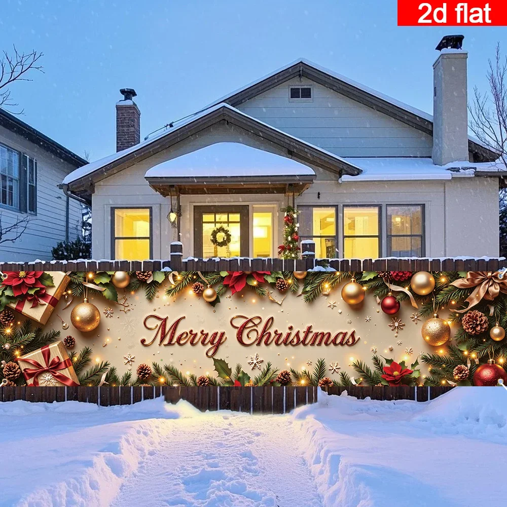 Christmas Happy 2D Flat Banner is specially designed for outdoor courtyard decoration, including decorative holiday garlands