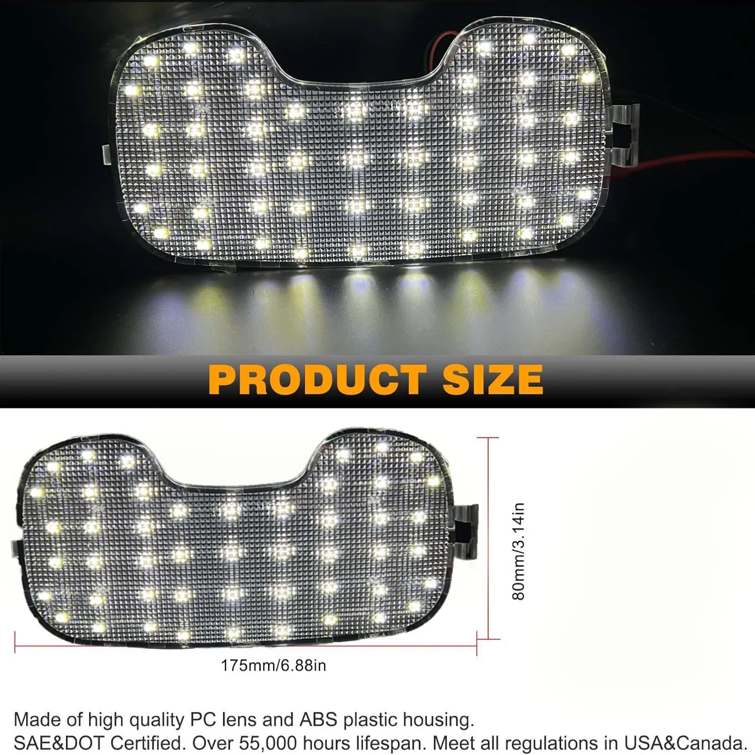 LED Overhead Dome Reading Light Panel+Lamp Cover For 2004 2005 2006 2007 2008 2009 Durango Dakota LED Map Roof Reading Light