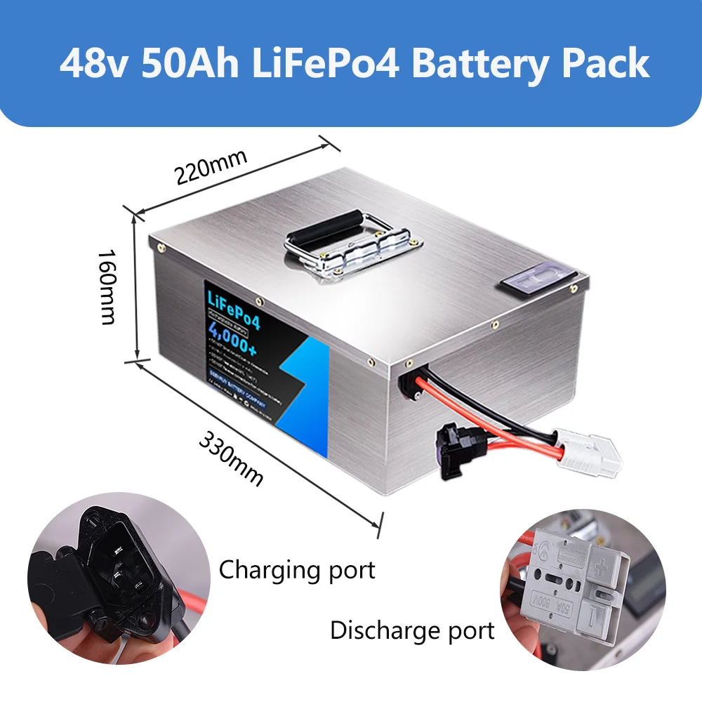 48v 50Ah Lifepo4 Battery Pack With Built-In 50A Bms For  Power Tools sightseeing car Electric Tricycles with 10A Charger