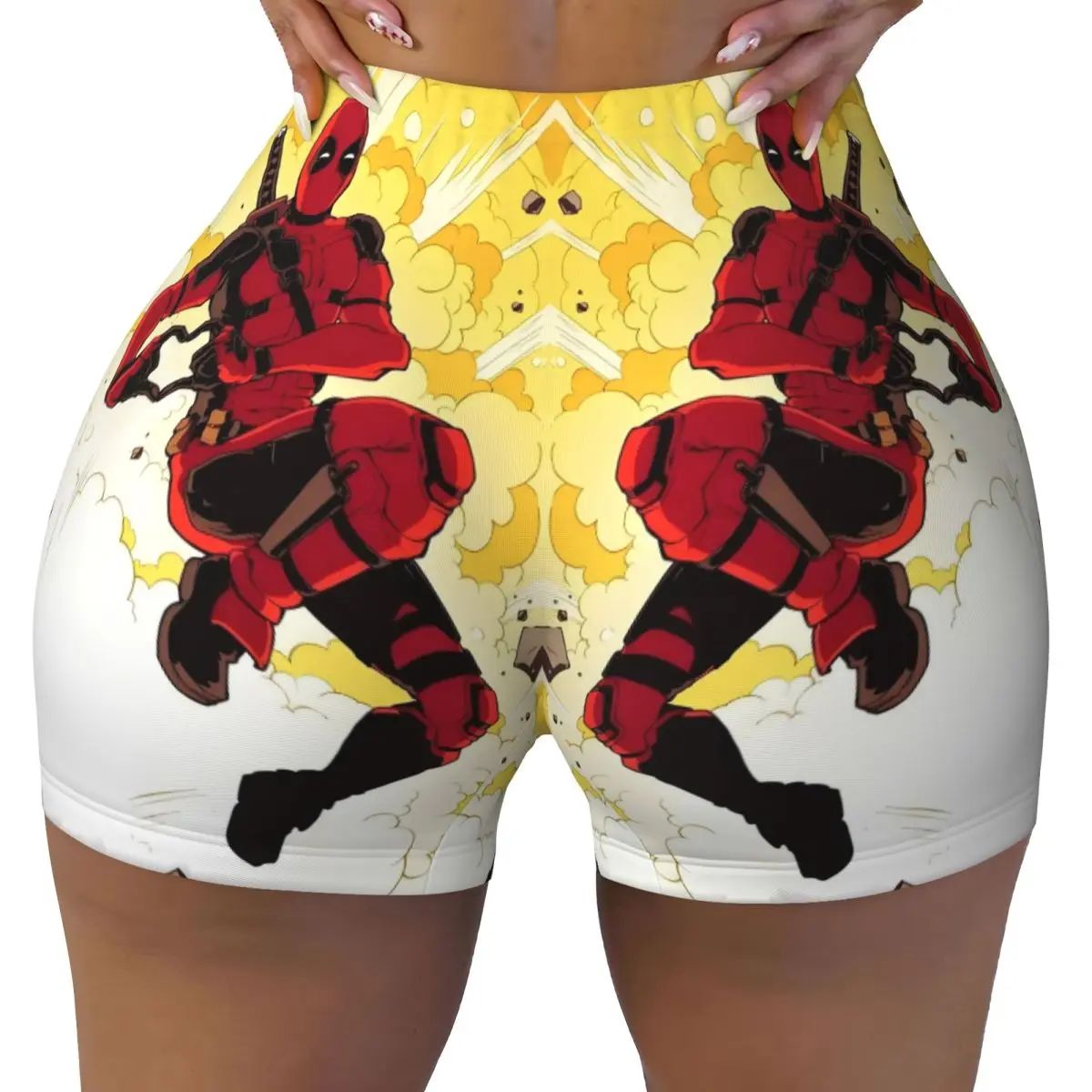 

Custom Deadpool Manga Workout Shorts Women's Gym Running Biker Yoga Shorts