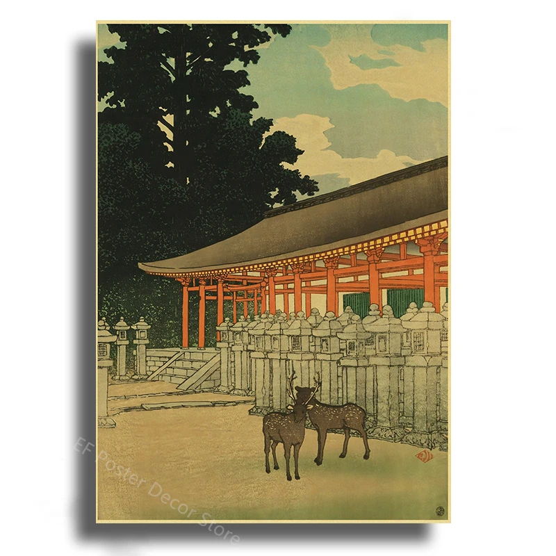 Vintage Traditional Japanese Landscapes Posters Aesthetic Kraft Paper Prints Home Room Decor Painting DIY Retro Art Wall Picture