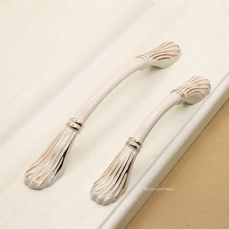 Ivory White Handle European Cabinet Wardrobe Drawer Zinc Alloy Kitchen Door Pull Knob Cabinet Knobs Furniture Handles Cupboard