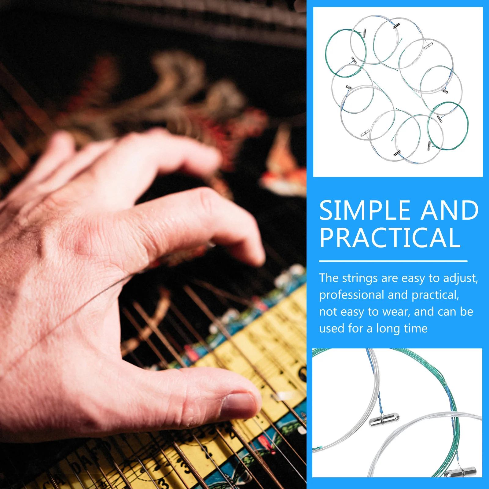 

10pcs Guzheng Strings Replacement Metal Strong Professional Acoustic String for Chinese Guzheng Instrument