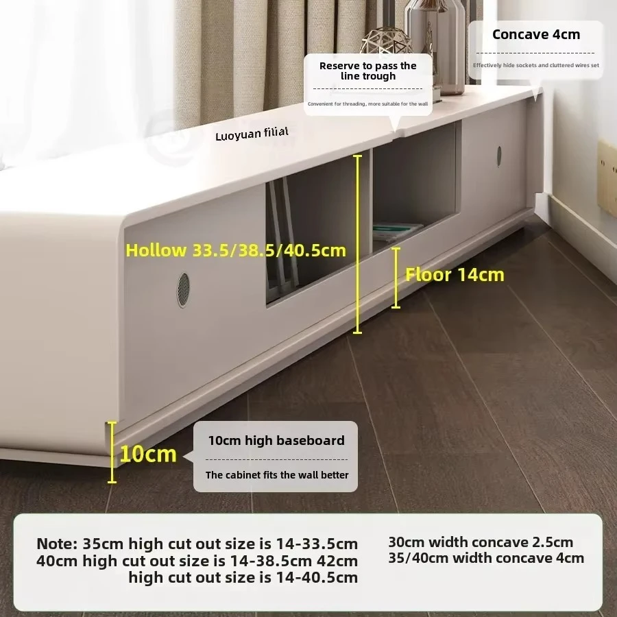 Cream Wind TV Cabinet Modern Simple Solid Wood Paint Floor Cabinet Extremely Narrow Floor TV Cabinet