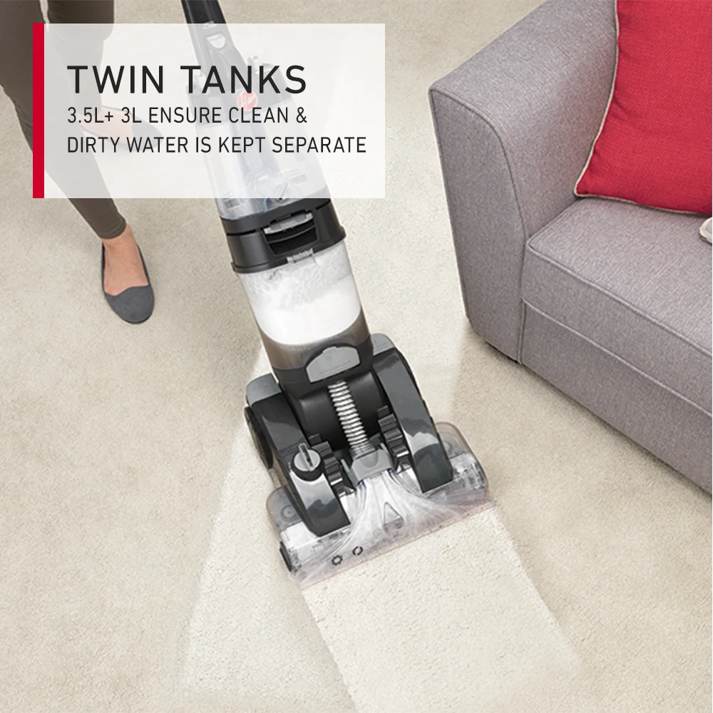 غسالة السجاد هوفر بلاتينيوم باور ماكس ومنظف الأرضيات الصلبة 360 درجة °   تقنية فرشاة ودوران مائية مقاس Xl للدوران المضاد