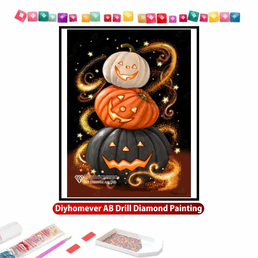 

Halloween Pumpkin Moonshine AB Diamond Painting Embroidery Art Handmade Cross Stitch Mosaic Picture Handicraft Home Decor Gift