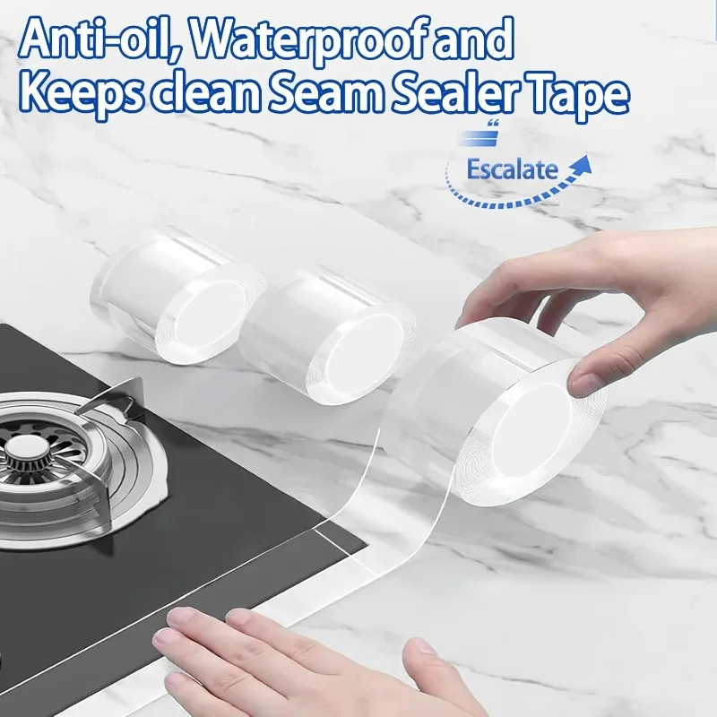 

2pcs Clear Caulking Waterproof Sealing Tape For Kitchen Sink Bathroom Transparent Seif-Adhesive Gaps Sealing Strip Tape