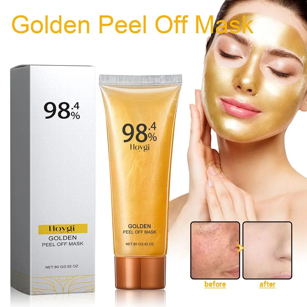 80g Gold Peel Mask Blackhead Cleanses Pores 24k Gold Skin Face Shrink Foil Hydrating Care Mask Smooth Oil-Control Pores Pee R8K9