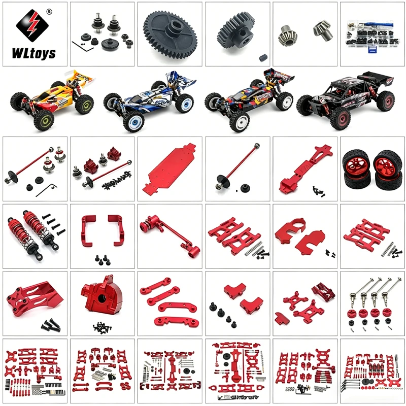 WLtoys 144010 124007 124017 124016 für RC-Auto Getriebe Lenkung Zugstange Schwingarm Reifen Stoßdämpfer Metall Upgrade-Teile