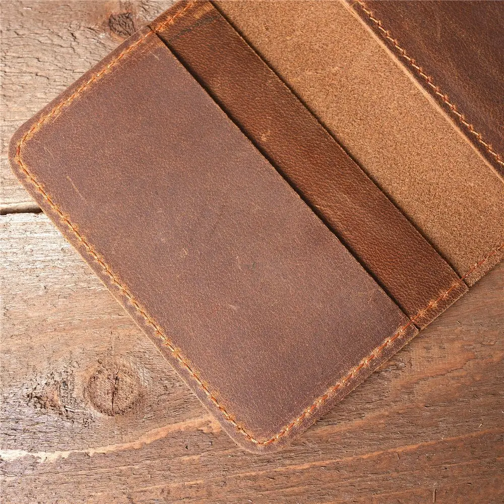 Vintege echte lederen heren echte pick-up tas Crazy Horse lederen rijbewijs clip retro bruin koffie kleur eenvoudig