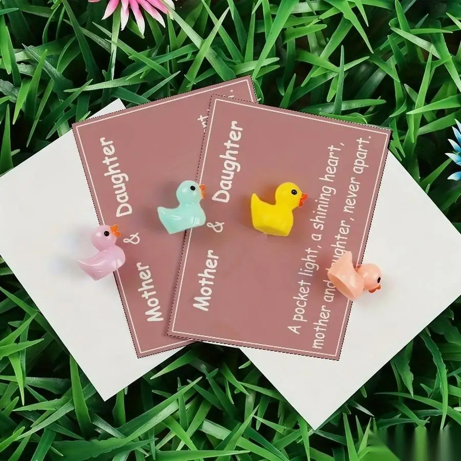 1/5/10/20/50/100pcs  Lucky Duck Pocket Hugs - Fantasy Theme Resin Charms with Inspirational Messages, Assorted Colors, Includes