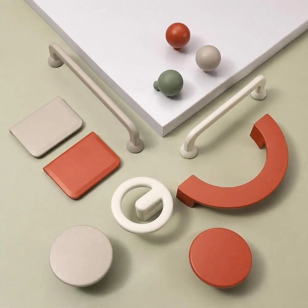Zinc Alloy Cabinet Door Handle Baking Paint Finish Colorful Drawer Knobs Versatile Surface Treatment Cupboard Knobs