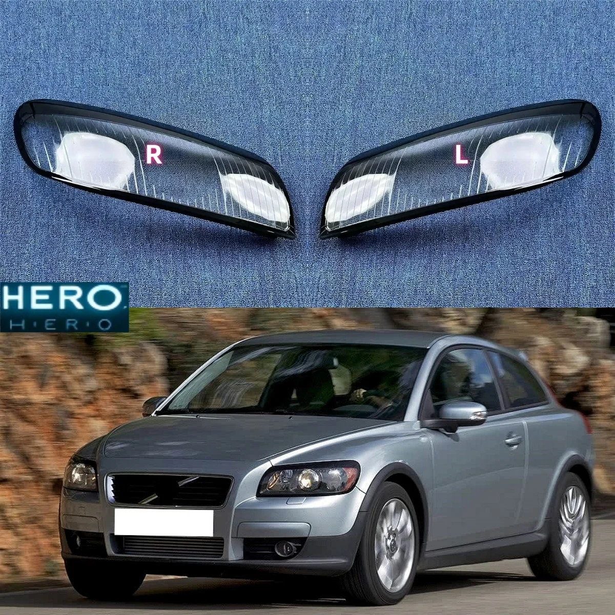 

For Volvo C30 2006 2007 2008 2009 2010 Front Headlamp Shade Transparent Lampshade Lamp Shell Masks Headlight Cover Lens