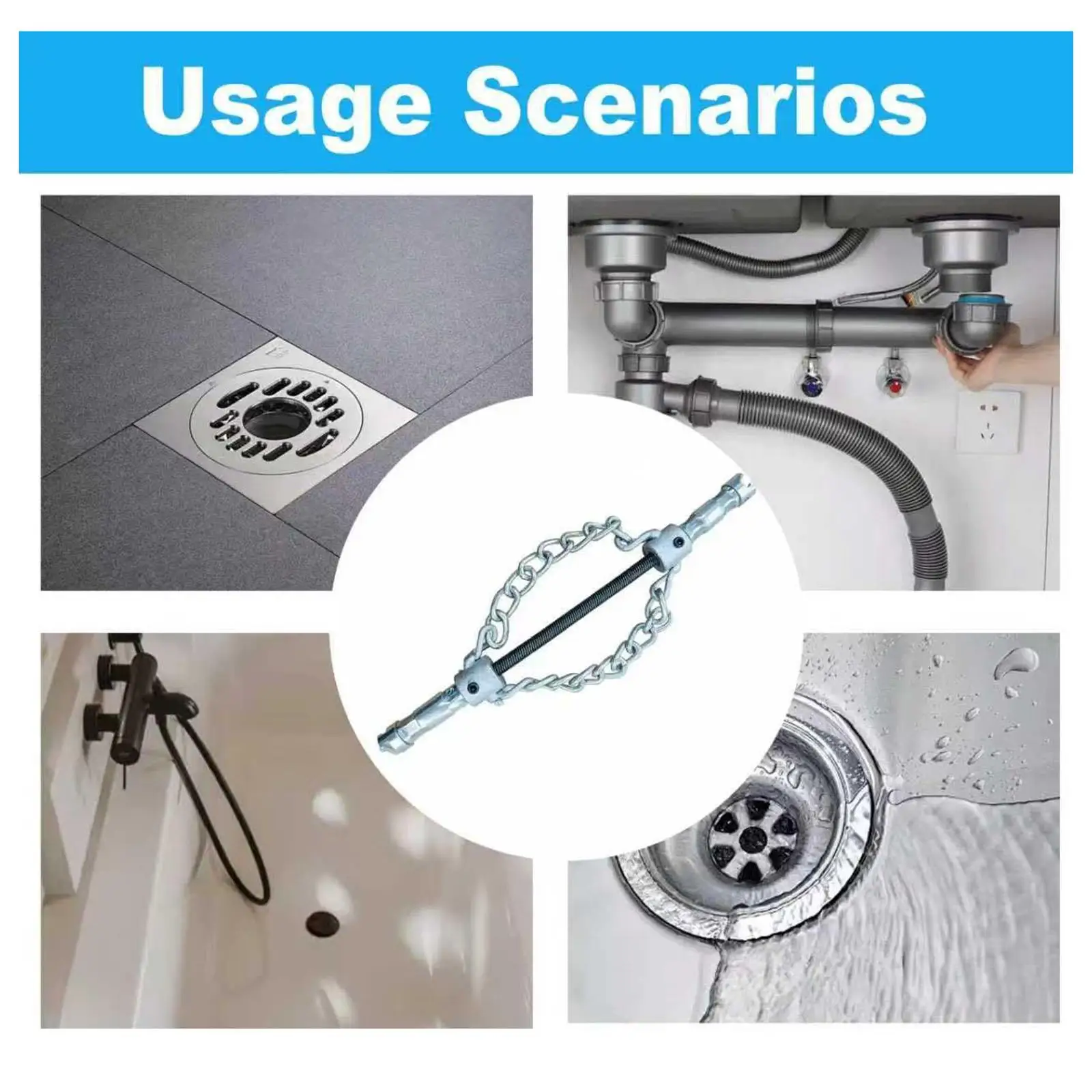 Sewer Descaling Chain Steel Drain Clog Remover Reliable Cleaning Snake for Tough Blockages in Home or Office