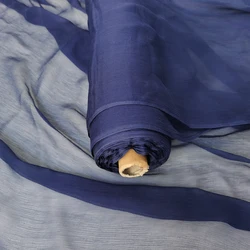 1 meter X 1 meter Beige Navy Mulberry Silk Chiffon Crepe Gauze Fabric Crinkled Ggt Silk