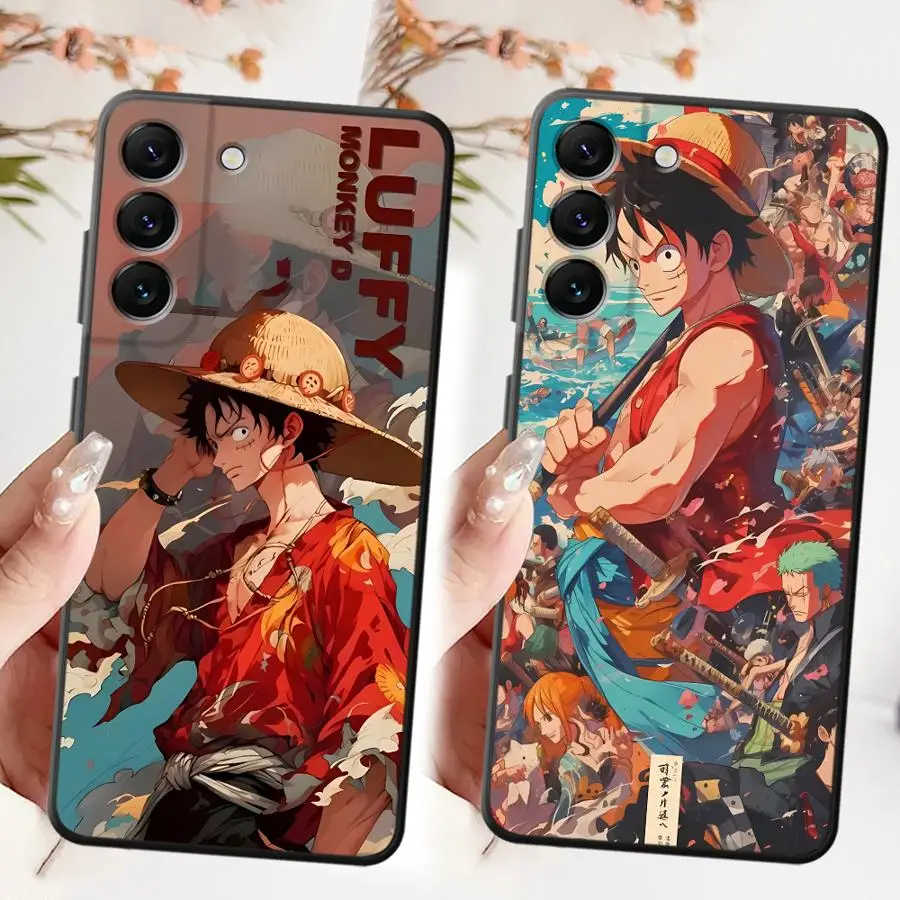 Cartoon Luffys Case for Samsung Galaxy A41 A25 A71 A22 A52 A51 A73 A24 A55 A35 A26 A72 A23 A53 A32 A36 Black Soft Phone Cover