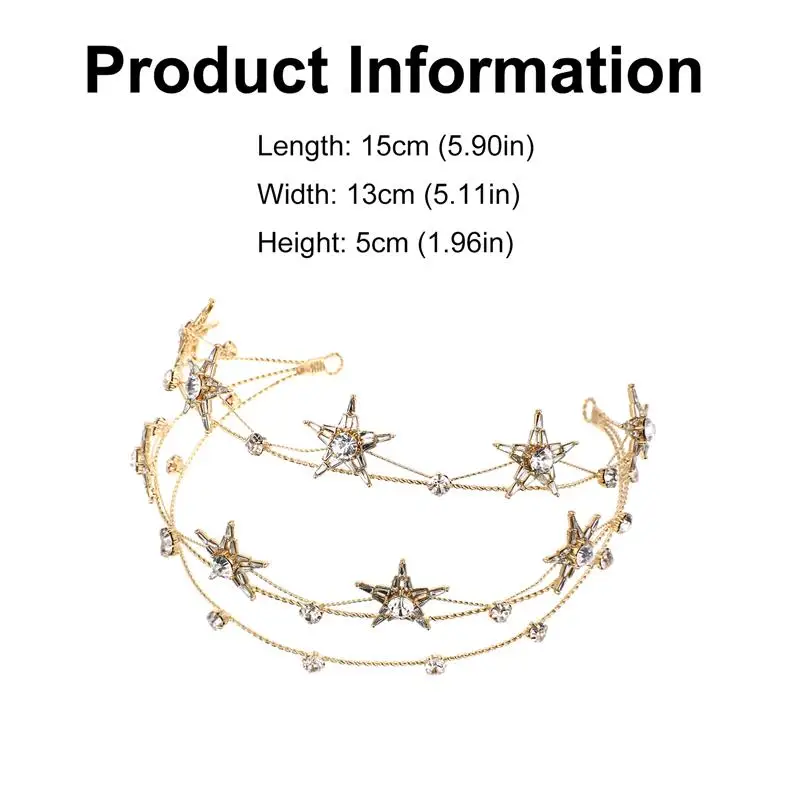 Alloy Stars Goddess Crown Headband Bridal Headpiece Tiara Wedding Accessory