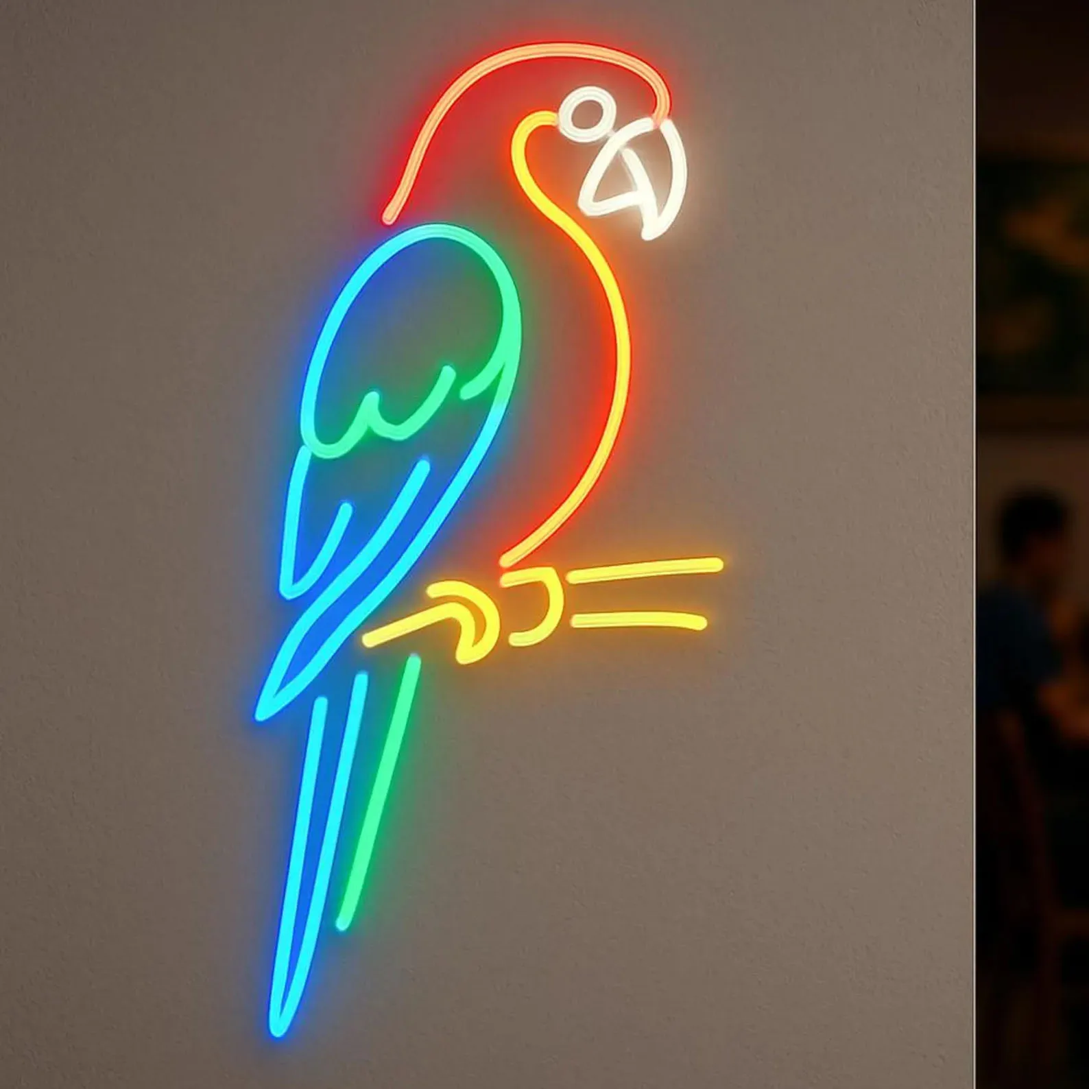 Macaw Parrot On Branch Neon Sign,Tropical Bird Light,Animal Led Sign,Living Room Neon Decor,Beach Cafe Decor,Tropical Bar Decor