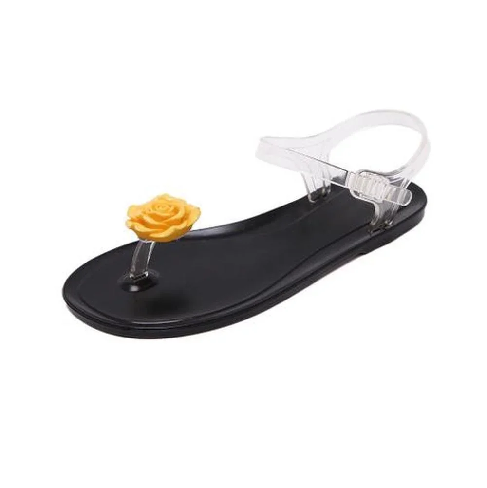 Ms. Summer Transparent  Sandals Rhinestone Flowers sandal Flat with Flip Crystal women slipper Beach Shoes Women\'s Shoes Simple