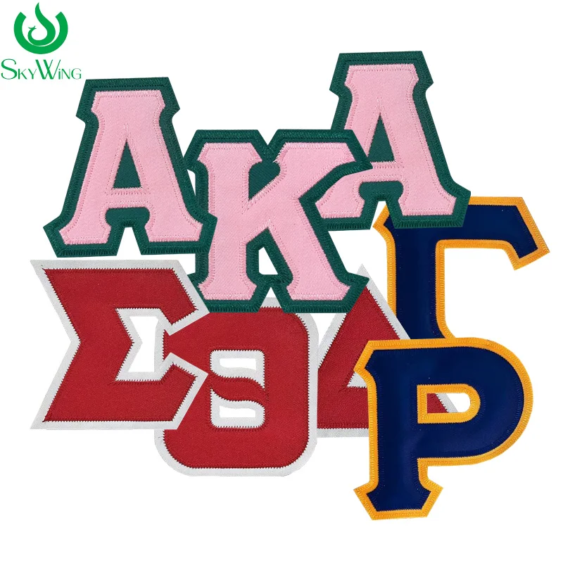 Twill Greek Sorority Stitch Letter Delta Sigma Theta Alpha Kappa Alpha Sigma Gamma Rho Iron on Twill Patch for jacket