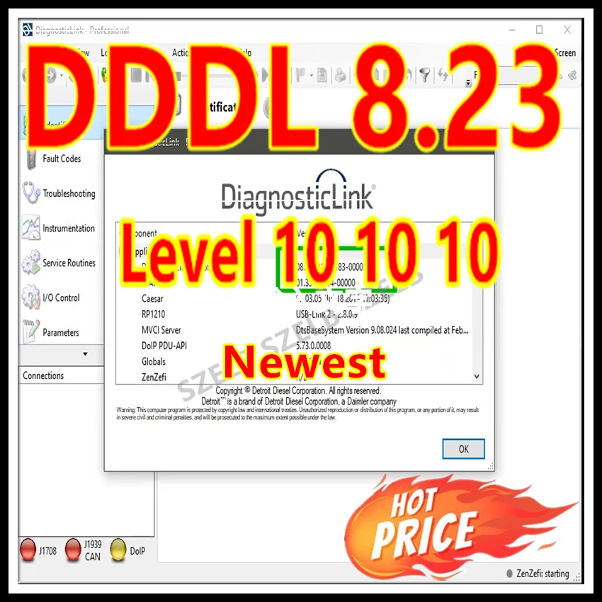 Newest  DDDL 8.23 Detroit Diesel Diagnostic Link DDDL 8.23 SP1  Diagnostic software Level 10 10 10 + GRAYED Parameters Support