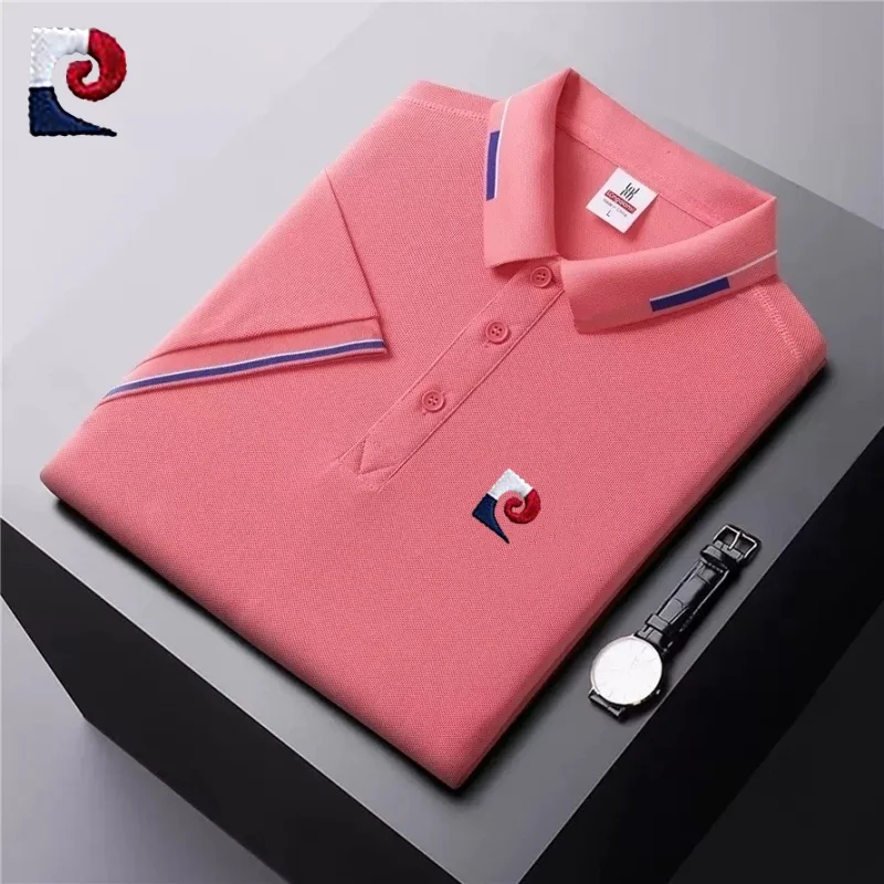 New Men's High-Quality Basic Short-Sleeved Polo Shirt, Summer Fashion, Casual, Cool and Comfortable T-Shirt Top