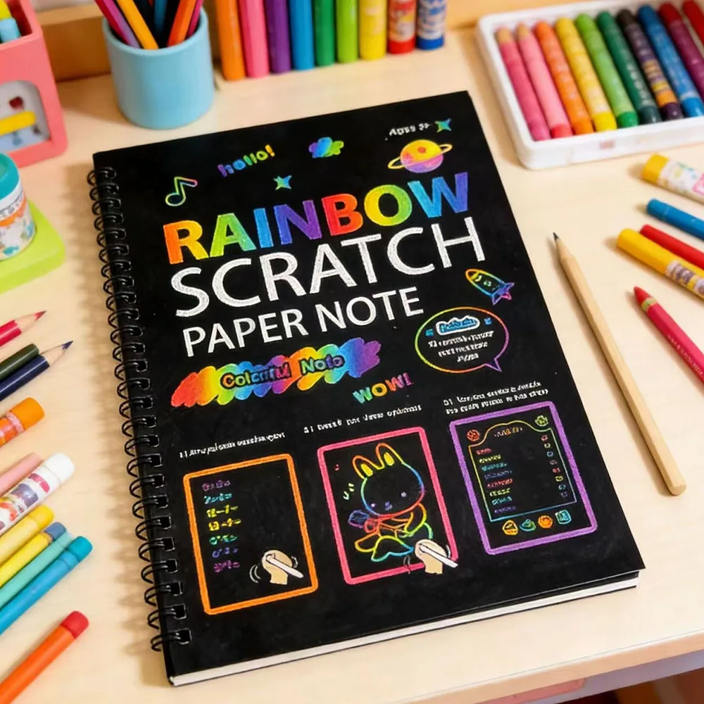 2pcs Student Scratch Drawing, Colorful Effect, Creative Scratch Book for Student Drawing Paper