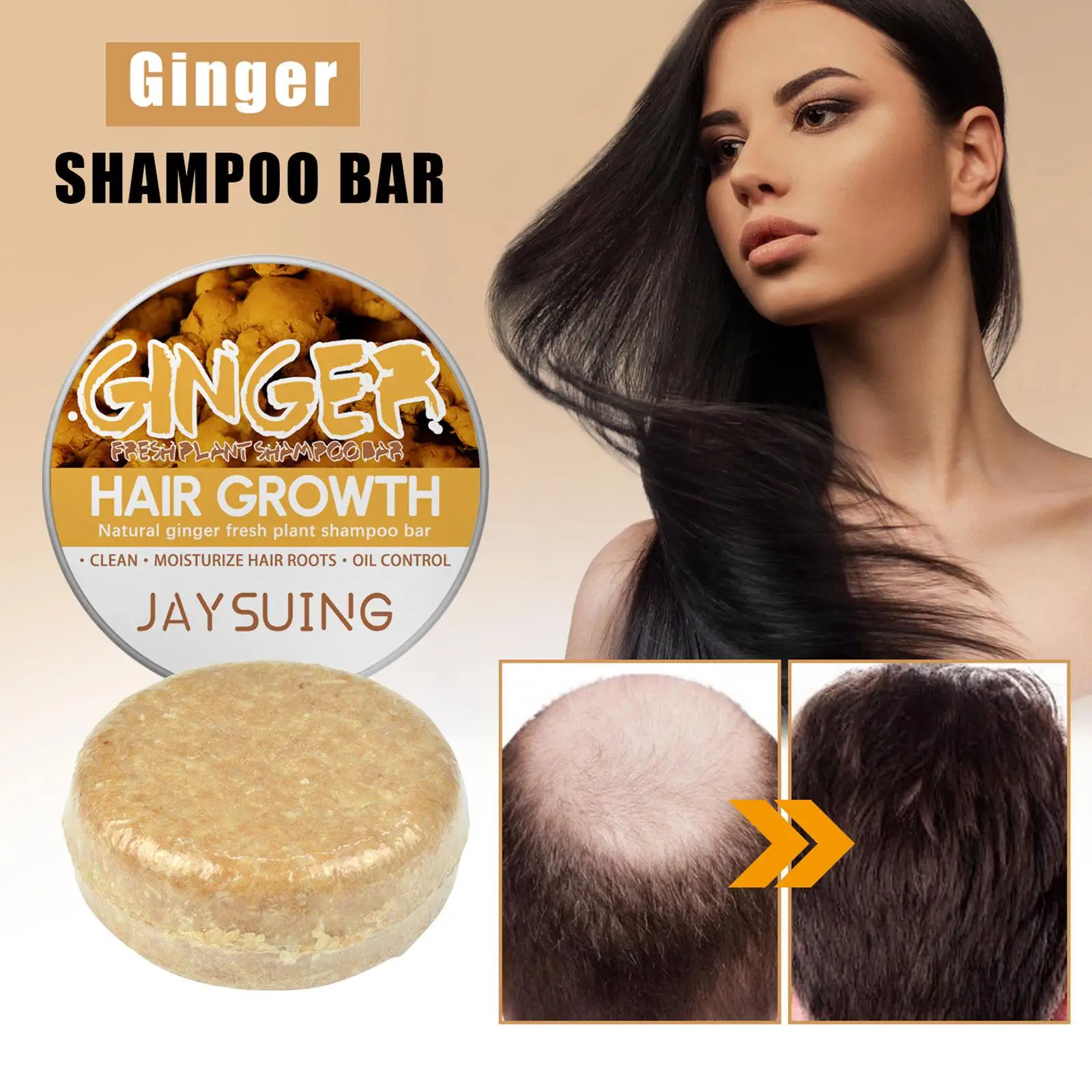 60g Ingwer handgemachte Haar Shampoo Seife kalt verarbeitete Haar Pflanze Haarpflege reine Shampoo Shampoo Bar Shampoos d7w3